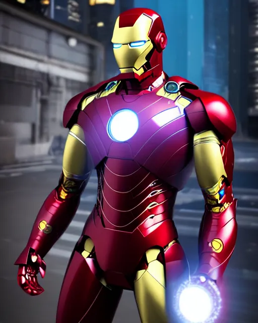 Prompt: super high resolution photorealistic cyberpunk super man mixed with iron man