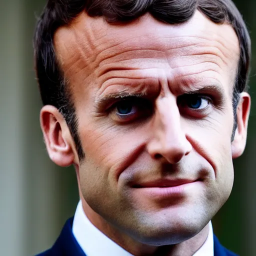 Image similar to Emmanuel Macron dressed as the queen of england, 50mm photography, high quality, 4K