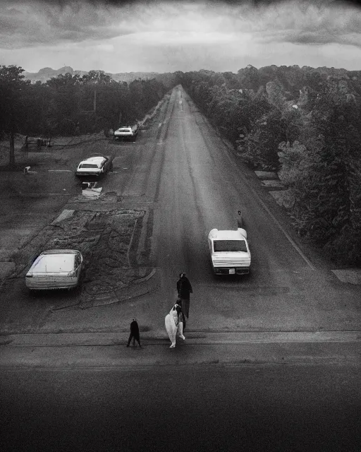 Prompt: the widening gyre, in the style of gregory crewdson, dark and moody