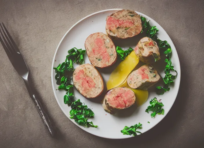 Prompt: dslr food photograph of boudin 8 5 mm f 1. 8