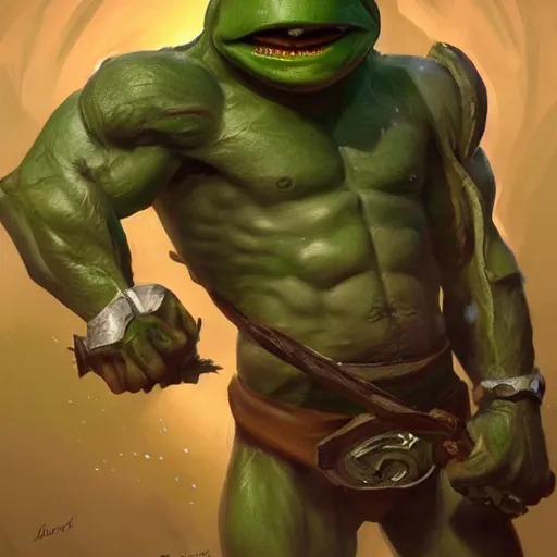 Prompt: kermit the frog as a buffed up orc like warrior, ultrarealistic, dramatic lighting, electrical details, high details, 4 k, 8 k, best, accurate, trending on artstation, artstation, photorealism, ultrarealistic, digital painting, style of peter mohrbacher, caravaggio, boris vallejo