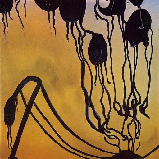 Prompt: black flowes by salvador dali