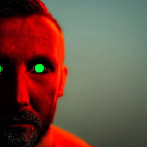 Image similar to a man with red glowing eyes