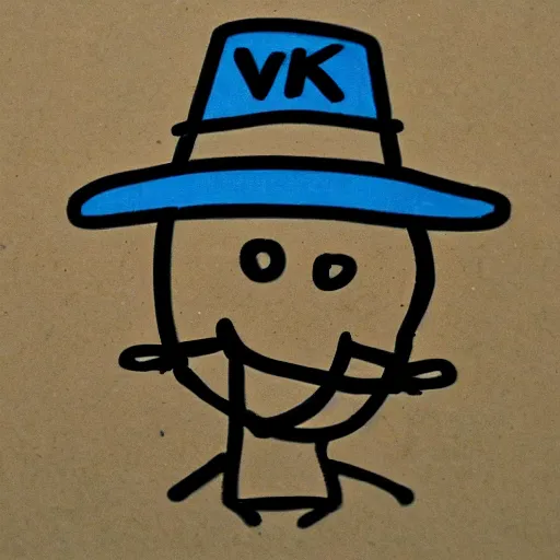 Prompt: blue stickman with hat black background 8 k