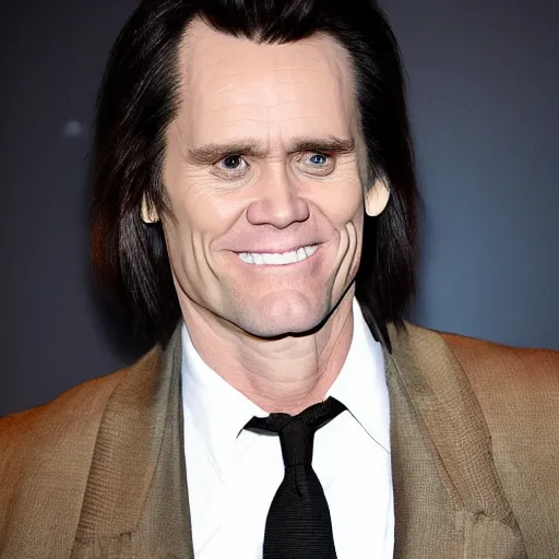 Prompt: Jim Carrey plays in a black metal band with a church on fire on the background