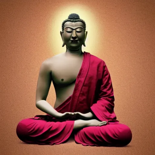 Image similar to buddhist meditating, full body, hand gesture, photorealistic art