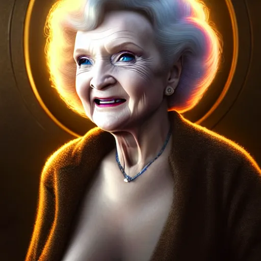 Image similar to portrait, cyberpunk young betty white, unreal engine realistic render, 8 k, micro detail, intricate, elegant, highly detailed, digital painting, artstation, smooth, sharp focus, illustration, artgerm, tomasz alen kopera, peter mohrbacher, donato giancola, joseph christian leyendecker, wlop, boris vallejo