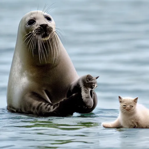 Image similar to seal with kitten