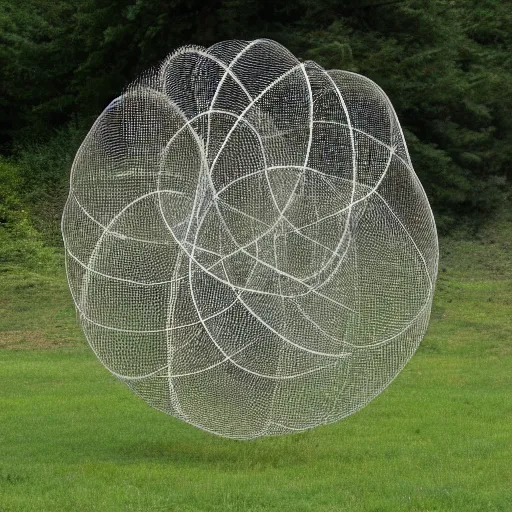 Image similar to land art sculpture with honey comb mesh wire