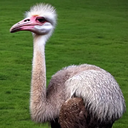 Prompt: an ostrich with muscular human arms.
