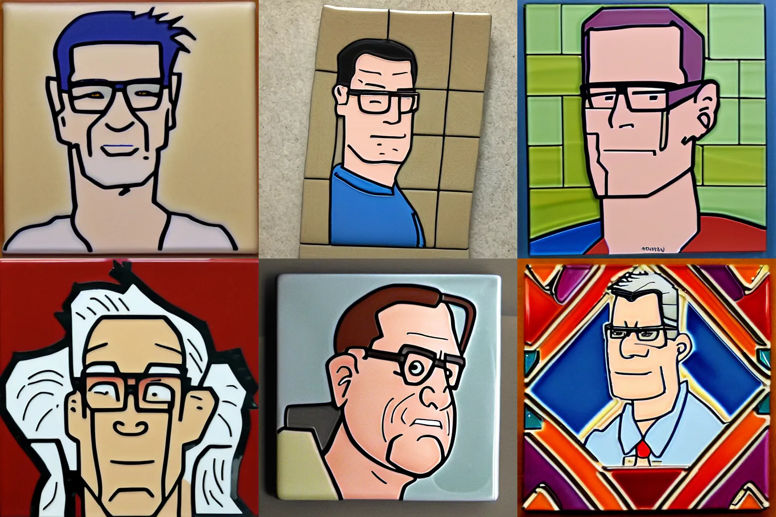 Prompt: hank hill, tile art