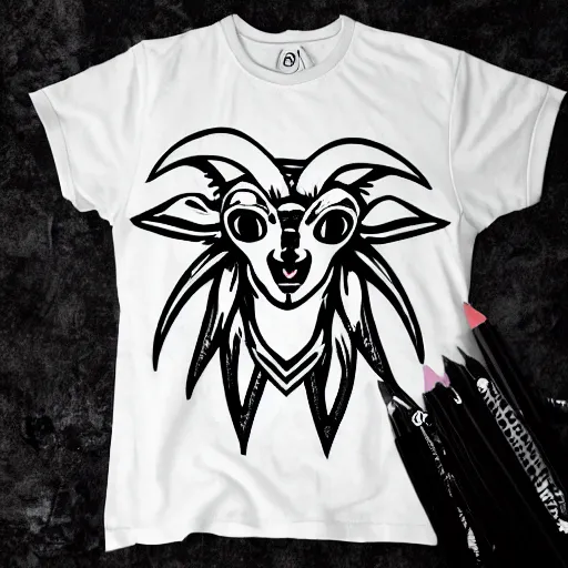 Image similar to satanic goat line art, graphic tees