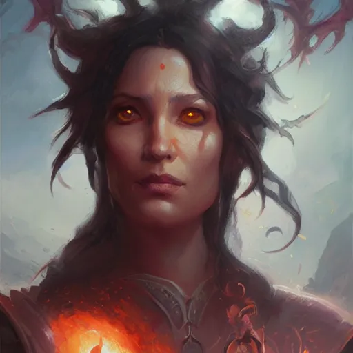 Prompt: A portrait of Chandra, Magic the Gathering art, art by greg rutkowski, matte painting, trending on artstation