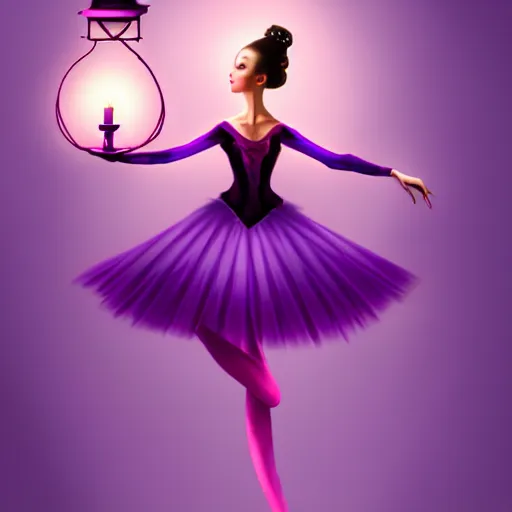 Image similar to a ballerina in purple holding a lantern, concept art by li fangying, artstation contest winner, fantasy art, dark and mysterious, artstation hd, concept art