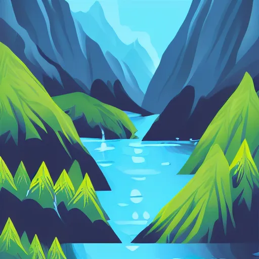 Image similar to mountain water noisy illustration vector digital art trending on artstation h 7 6 8