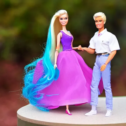 Image similar to Barbie and Ken as Unicorns