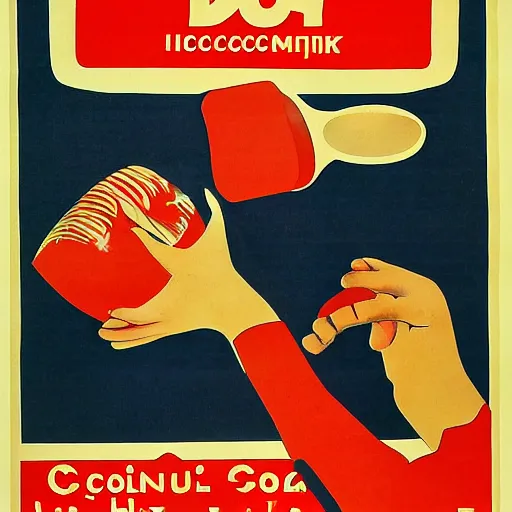 Image similar to soviet propaganda poster commanding people to drink more coconut water, highly detailed, authentic, 1960s era