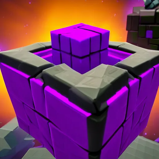 Prompt: obsidian purple cube in fortnite