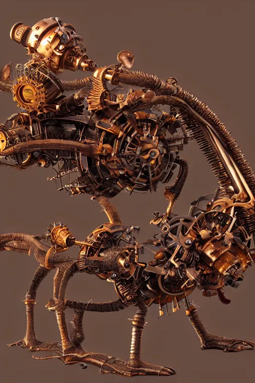 Prompt: 2d game art side view of mechanical steampunk tubeworm with teeth, full body view, game character design, articulated joints, detailed, blank background, 8k, octane render, unreal engine, trending on artstation