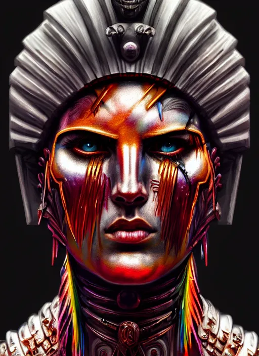 Prompt: hyper detailed ultra sharp of a ancient greek warrior, trending on artstation, warpaint aesthetic, bloodwave, colorful, psychedelic, ornate, intricate, digital painting, concept art, smooth, sharp focus, illustration, art by artgerm and greg rutkowski and h. r. giger, 8 k