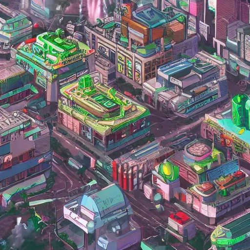 Image similar to bio hazard city, trending on artstation, anime style 4 k