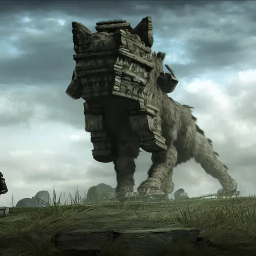 Image similar to cat in shadow of the colossus, by shadow of the colossus