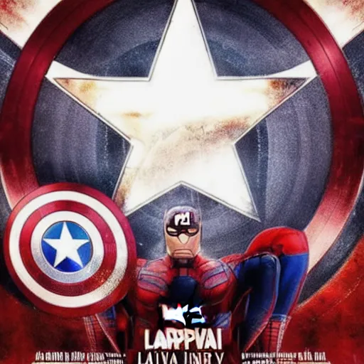 Prompt: Marvel superhero film poster of a Captain Latvia