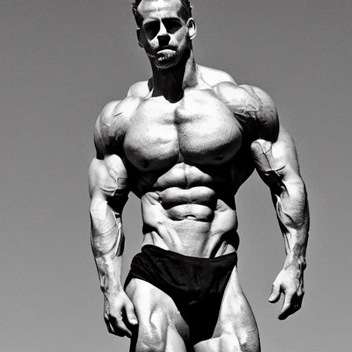 Prompt: Jordan Peterson is a jacked muscle builder gigachad, grayscale photography
