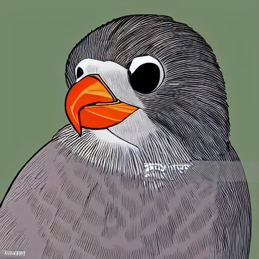 Prompt: bird looking directly into camera in cartoon style