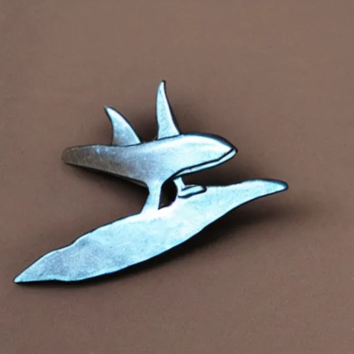 Prompt: dolphin made of metal casting