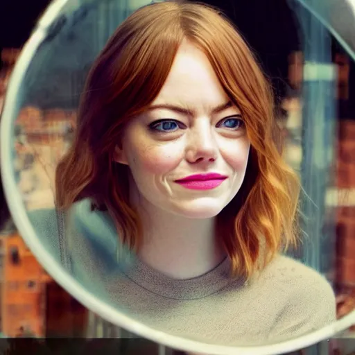 Prompt: emma stone in a glass jar