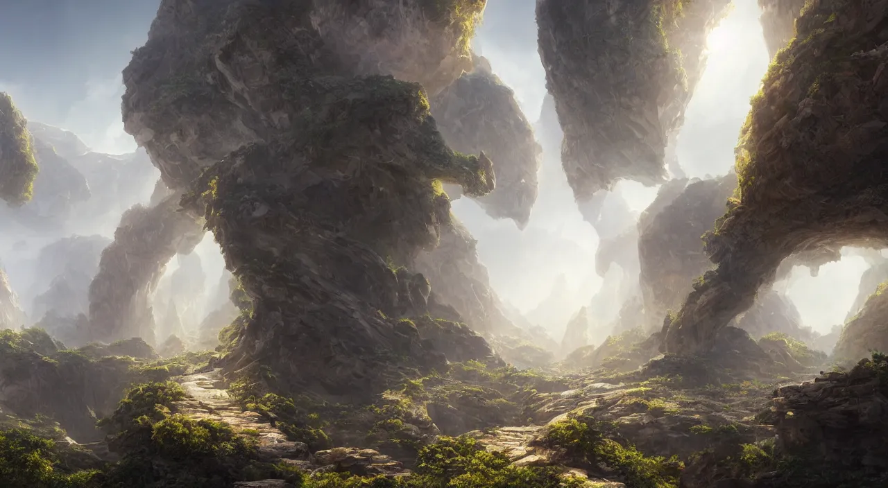 Image similar to parametric cellular tectonic organic biological crystallographic bridging megastructure architecture in a wide canyon landscape, by glenn small, by albert bierstadt, by sparth, hyper realistic, zaha hadid, god rays, volumetric lighting, detailed, extremely intricate, raytrace, octane, light fog, keyshot