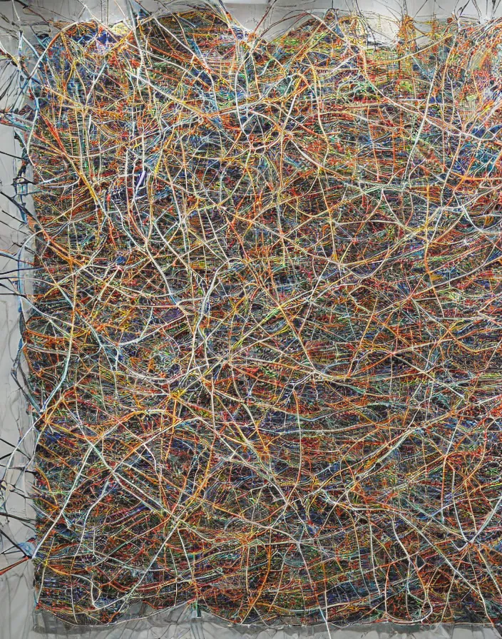 Image similar to hyper detailed industraial & utility flow field neural path by el anatsui