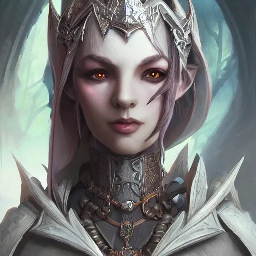 Image similar to dark elf princess, highly detailed, d & d, fantasy, highly detailed, digital painting, trending on artstation, concept art, sharp focus, illustration, global illumination, shaded, art by artgerm and greg rutkowski and fuji choko and viktoria gavrilenko and hoang lap