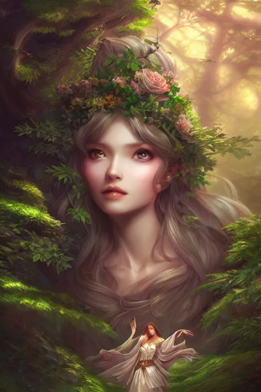 Image similar to woman woshiping god in dreamy forest, fantasy, 8 k resolution, hyper detailed, d & d, character design, digital painting, trending on artstation, sharp focus, illustration, art by artgerm, steve zheng, fuji choko, viktoria gavrilenko, hoang lap