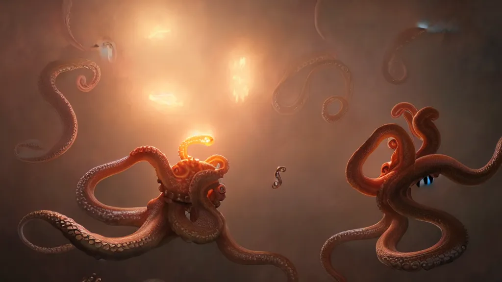 Prompt: 8 k ultra realistic octopus snake cat cinematic lighting, highly detailed, artstation, concept art, smooth, sharp focus, warm light, cozy warm tint, magic the gathering artwork, volumetric lighting, art by akihiko yoshida, greg rutkowski