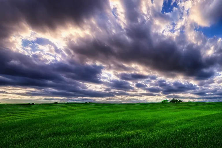 Prompt: windows bliss wallpaper, green field, blue partly cloudy sky, hdr, 4 k, highly detailed, professional photography, by marc adamus