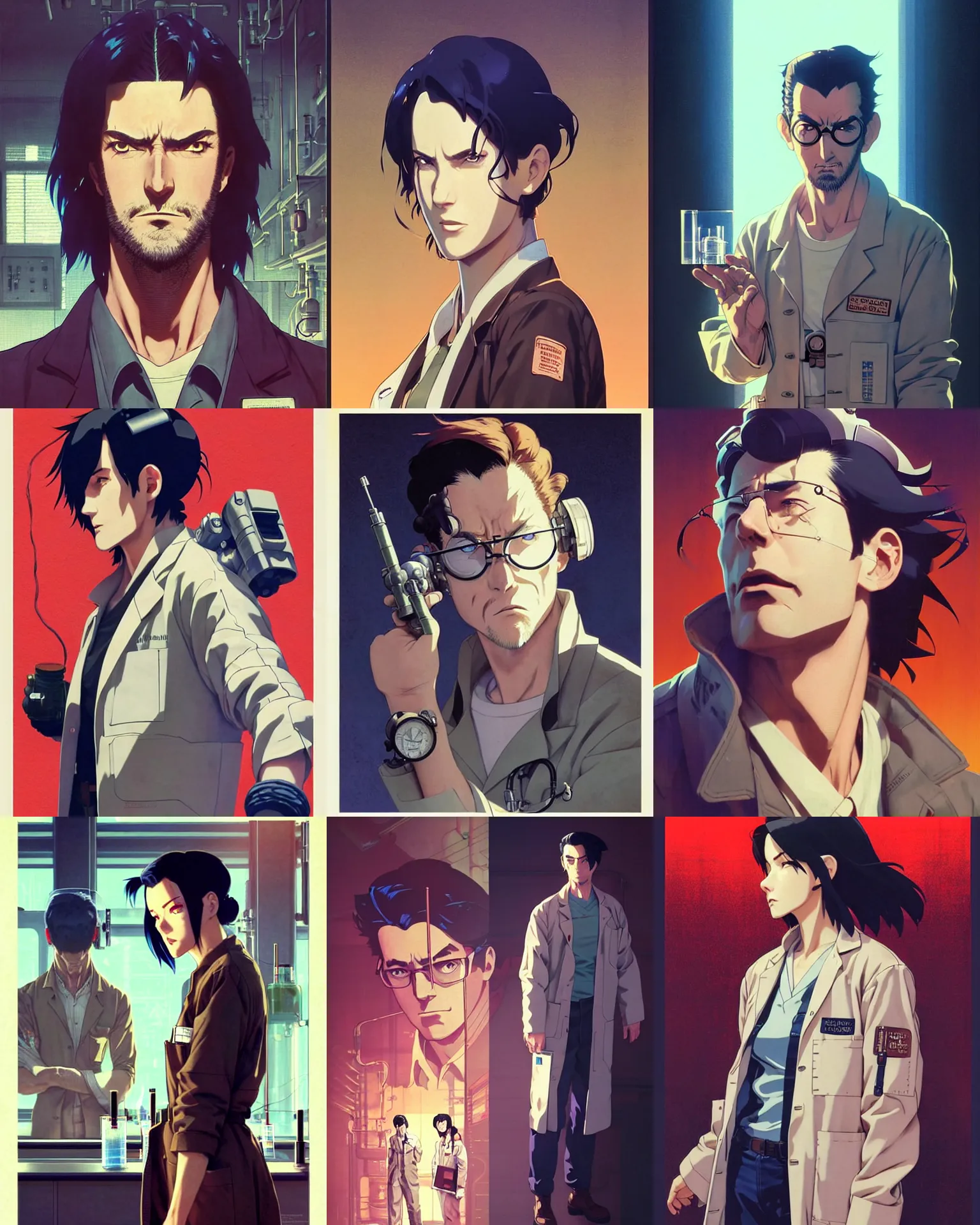 Prompt: A ruggedly handsome dieselpunk scientist in a lab coat || cute-fine-face, pretty face, realistic shaded Perfect face, fine details. Anime. realistic shaded lighting poster by Ilya Kuvshinov katsuhiro otomo ghost-in-the-shell, magali villeneuve, artgerm, Jeremy Lipkin and Michael Garmash and Rob Rey