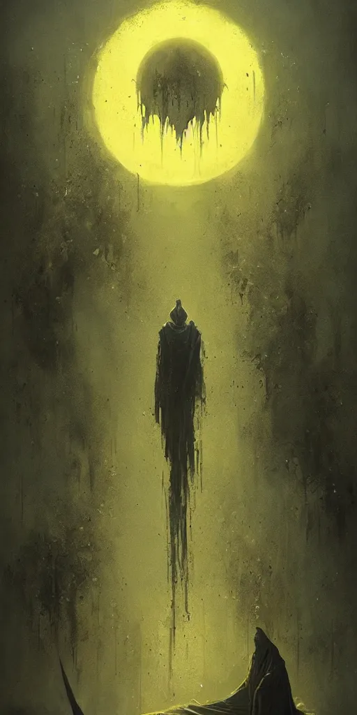 Image similar to the king in yellow, artstation, detailed, dark fantasy, lovecraftian, digital art, beautiful composition, masterpiece, by Greg Rutkowski