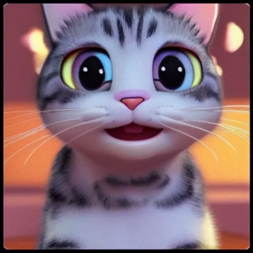 Image similar to pixar animation cute cartoon cat