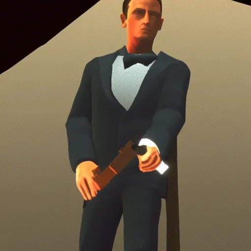 Prompt: daniel craig as james bond in goldeneye 0 0 7 low poly n 6 4 screenshot