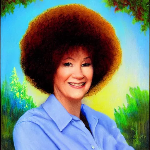 Image similar to portrait of your mother by bob ross