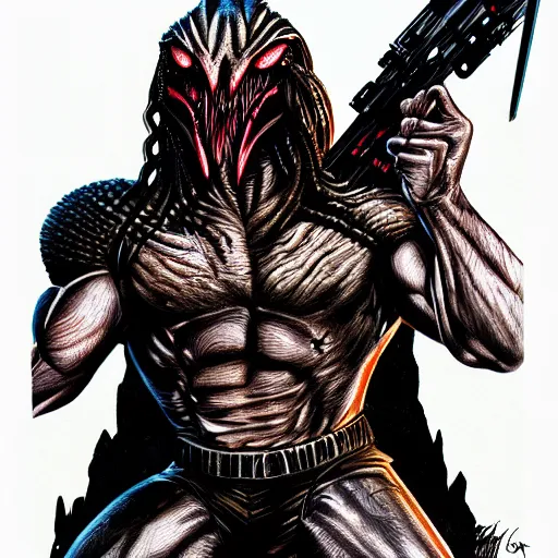 Image similar to a detailed illustration of of predator by chris warner