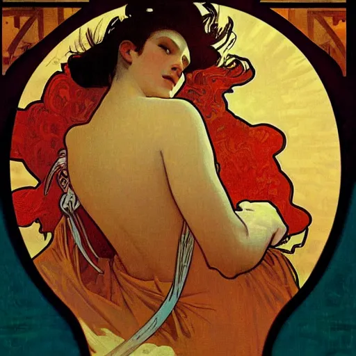 Prompt: Ronald McDonald waking up in bed, Alphonse Mucha, soft details, exquisite beauty