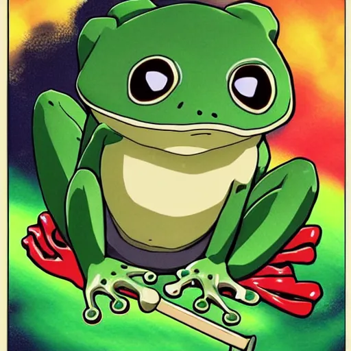 Image similar to cute frog themed bar anime key art studio ghibli,