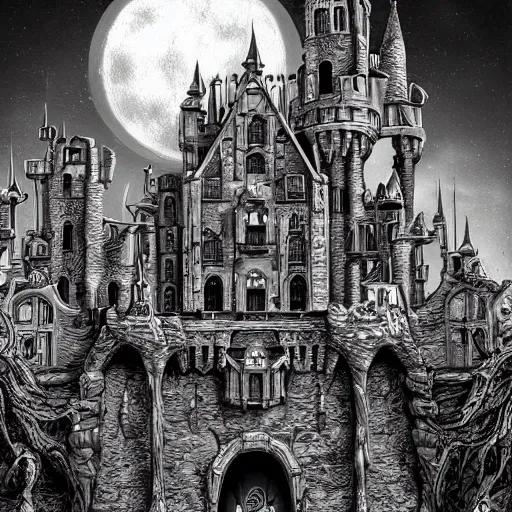 Image similar to an ultra realistic skeltor, hyper detailed, cinematic, background castle greyskull, depth of field, full color