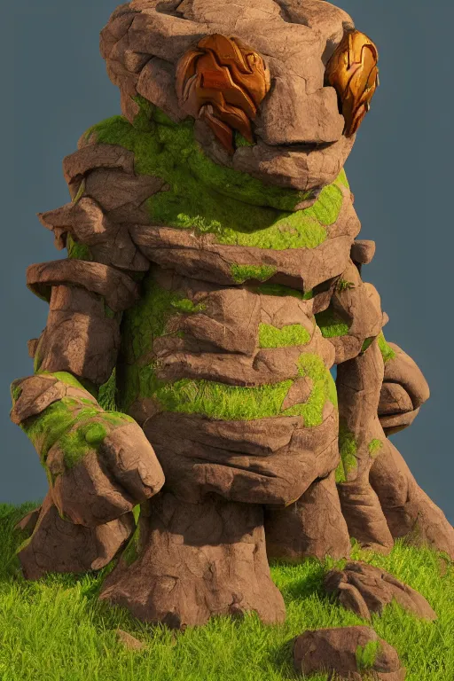 Image similar to zelda fantasy art giant golem troll wood rock, global illumination ray tracing hdr fanart arstation by sung choi and eric pfeiffer and gabriel garza and casper konefal