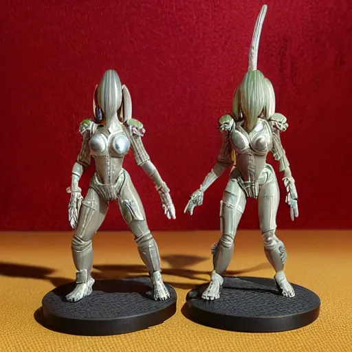 Image similar to 80mm resin detailed miniature of a Alien and Female warrior, Product Introduction Photos, 4K, Front view, Full body