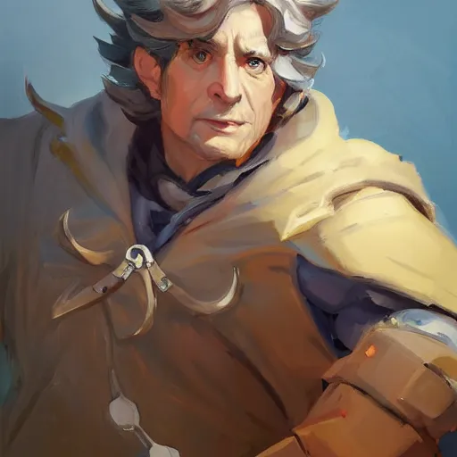 Image similar to greg manchess portrait painting of bilbo beutlin as overwatch character, medium shot, asymmetrical, profile picture, organic painting, sunny day, matte painting, bold shapes, hard edges, street art, trending on artstation, by huang guangjian and gil elvgren and sachin teng