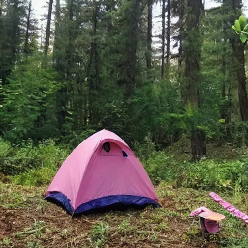 Prompt: boo from monsters inc on a camping trip